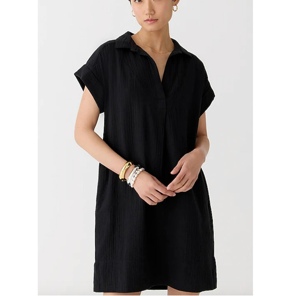 NWT $118 J.Crew V-Neck Shirtdress in Soft Gauze Black Size XXS BP864 - Picture 1 of 2